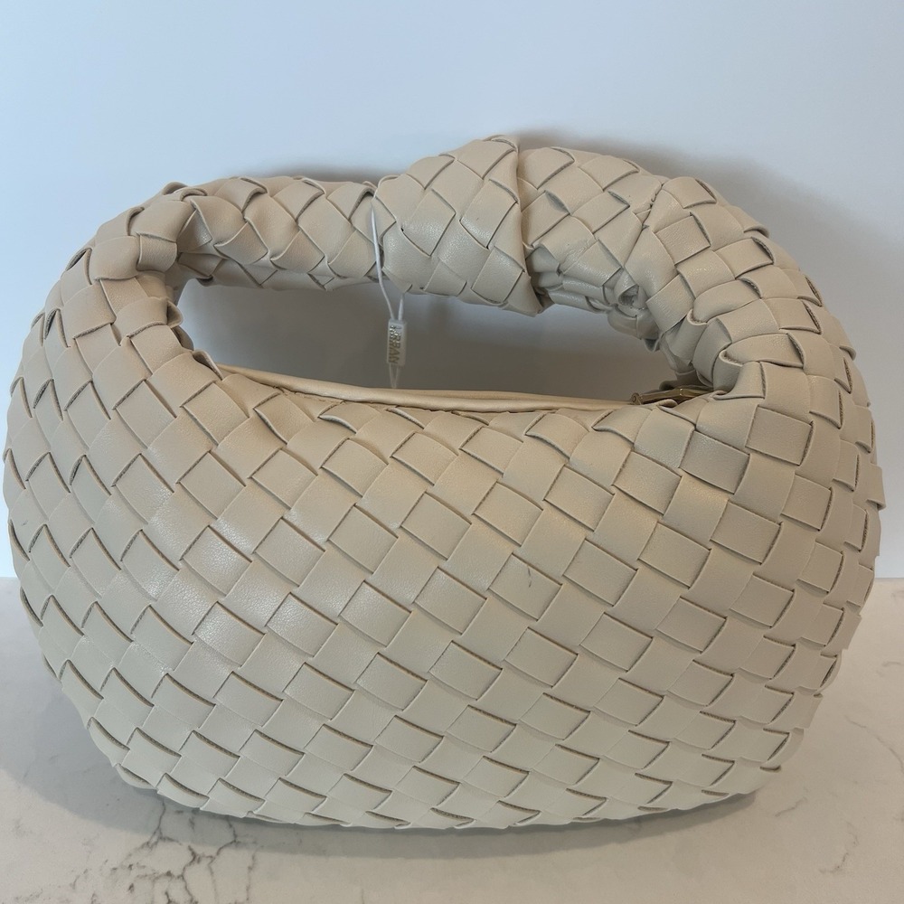 Urban Expressions Natural Faux-Leather Tracy Woven Hobo Purse Vegan‎ Oatmilk NWT - Picture 3 of 5